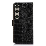 For Sony Xperia 1 VI Crocodile Top Layer Cowhide Leather Phone Case(Black)