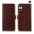 For Sony Xperia 10 VI Crocodile Top Layer Cowhide Leather Phone Case(Brown) - Sony Cases by PMC TechLife | Online Shopping South Africa | PMC TechLife | Buy Now Pay Later Mobicred