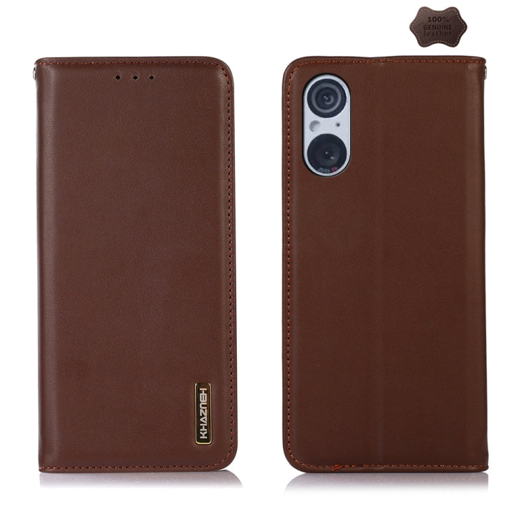 For Sony Xperia 5 V KHAZNEH Nappa Top Layer Cowhide Leather Phone Case(Brown) - Sony Cases by PMC TechLife | Online Shopping South Africa | PMC TechLife | Buy Now Pay Later Mobicred