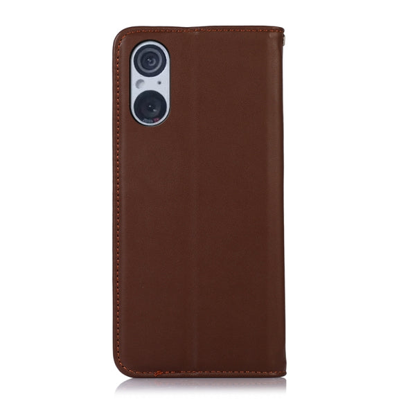 For Sony Xperia 5 V KHAZNEH Nappa Top Layer Cowhide Leather Phone Case(Brown)
