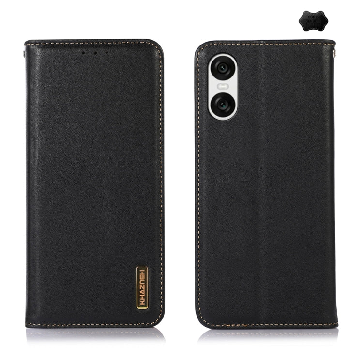 For Sony Xperia 10 VI KHAZNEH Nappa Top Layer Cowhide Leather Phone Case(Black) - Sony Cases by PMC TechLife | Online Shopping South Africa | PMC TechLife | Buy Now Pay Later Mobicred