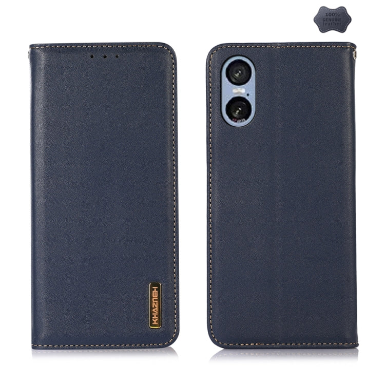 For Sony Xperia 5 VI KHAZNEH Nappa Top Layer Cowhide Leather Phone Case(Blue) - Sony Cases by PMC TechLife | Online Shopping South Africa | PMC TechLife | Buy Now Pay Later Mobicred