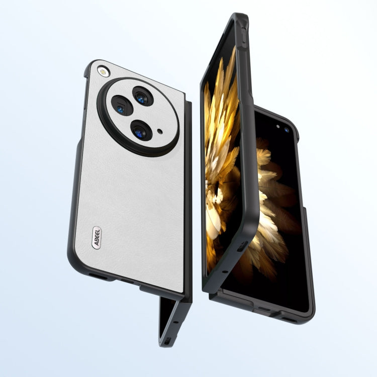 For OPPO Find N3 / OnePlus Open ABEEL Dual Color Lichi Texture PU Phone Case(White) - OPPO Cases by PMC TechLife | Online Shopping South Africa | PMC TechLife | Buy Now Pay Later Mobicred