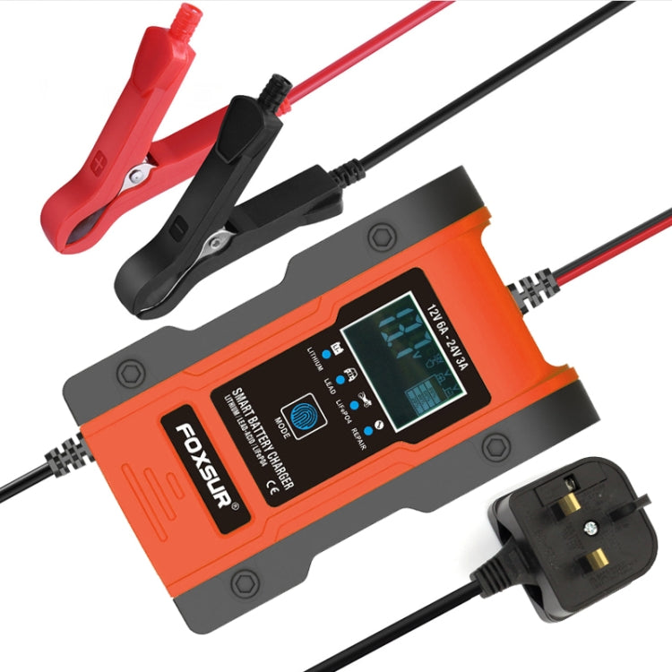 FOXSUR 12V-24V Car Motorcycle Repair Battery Charger AGM Charger Color:Red(UK Plug) - Battery Charger by FOXSUR | Online Shopping South Africa | PMC TechLife | Buy Now Pay Later Mobicred