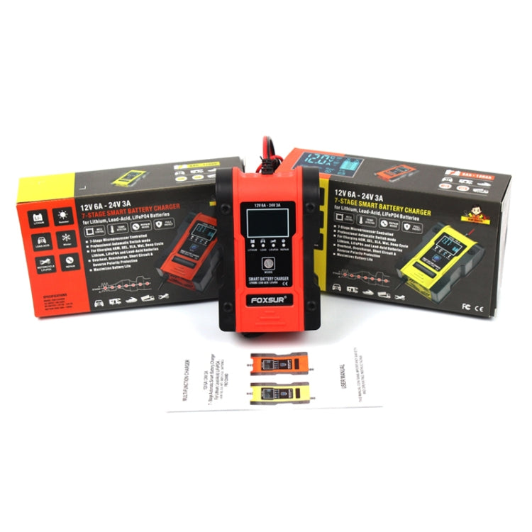 FOXSUR 12V-24V Car Motorcycle Repair Battery Charger AGM Charger Color:Red(UK Plug) - Battery Charger by FOXSUR | Online Shopping South Africa | PMC TechLife | Buy Now Pay Later Mobicred