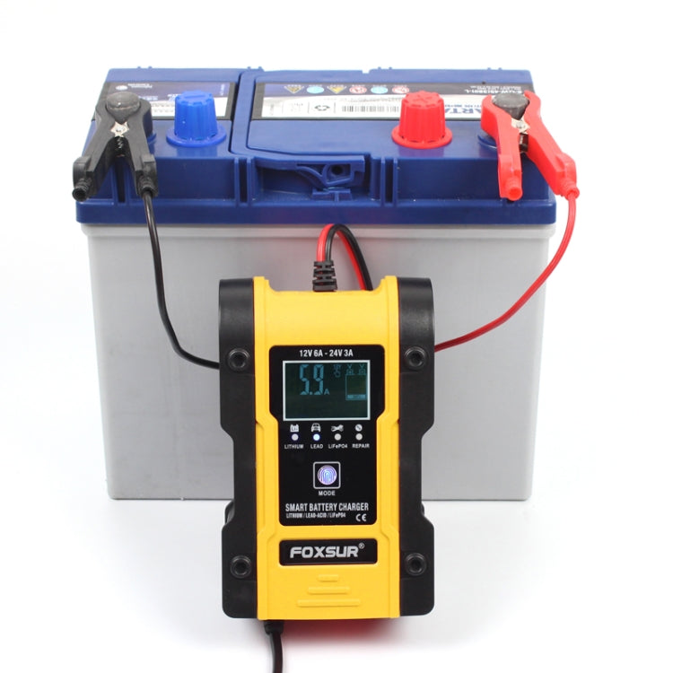 FOXSUR 12V-24V Car Motorcycle Repair Battery Charger AGM Charger Color:Yellow(UK Plug) - free shipping - PMC TechLife - Order now!