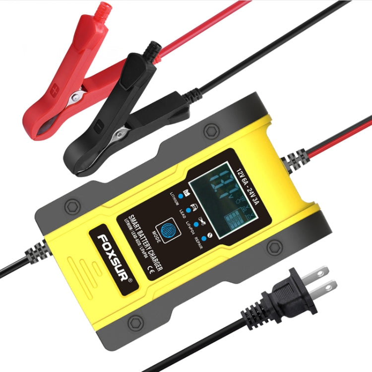 FOXSUR 12V-24V Car Motorcycle Repair Battery Charger AGM Charger Color:Yellow(US Plug) - free shipping - PMC TechLife - Order now!