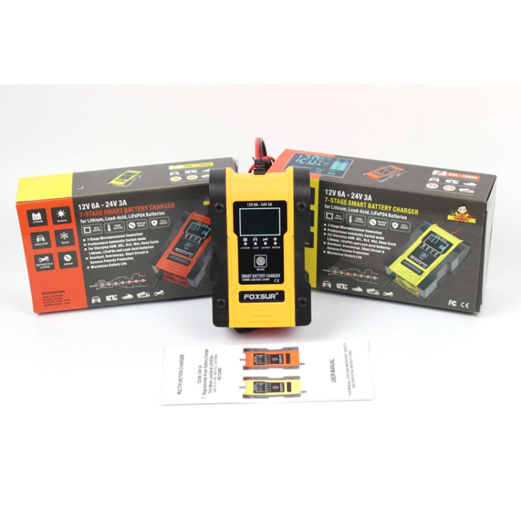 FOXSUR 12V-24V Car Motorcycle Repair Battery Charger AGM Charger Color:Yellow(US Plug) - free shipping - PMC TechLife - Order now!