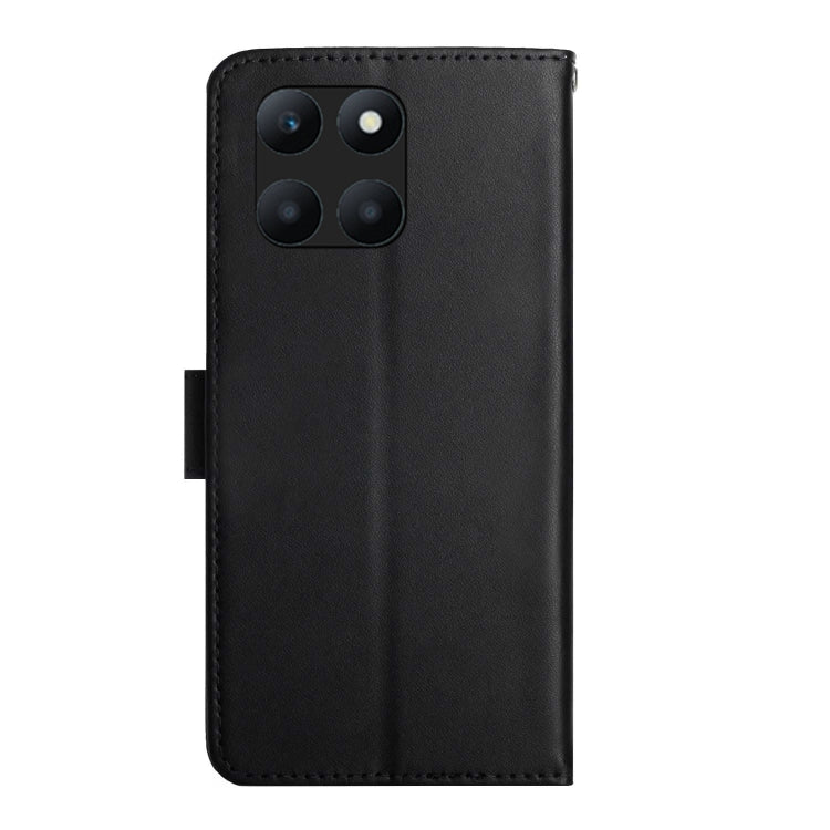 For Honor X6A HT02 Genuine Leather Fingerprint-proof Flip Phone Case(Black)