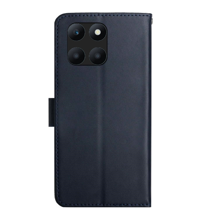 For Honor X6A HT02 Genuine Leather Fingerprint-proof Flip Phone Case(Blue) - Honor Cases by PMC TechLife | Online Shopping South Africa | PMC TechLife | Buy Now Pay Later Mobicred