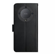 For Honor X9b HT02 Genuine Leather Fingerprint-proof Flip Phone Case(Black)