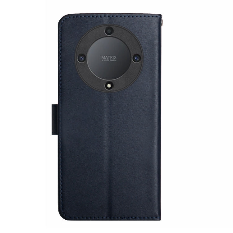 For Honor X9b HT02 Genuine Leather Fingerprint-proof Flip Phone Case(Blue) - Honor Cases by PMC TechLife | Online Shopping South Africa | PMC TechLife | Buy Now Pay Later Mobicred