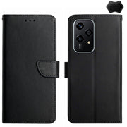 For Honor 200 Lite Global HT02 Genuine Leather Fingerprint-proof Flip Phone Case(Black)