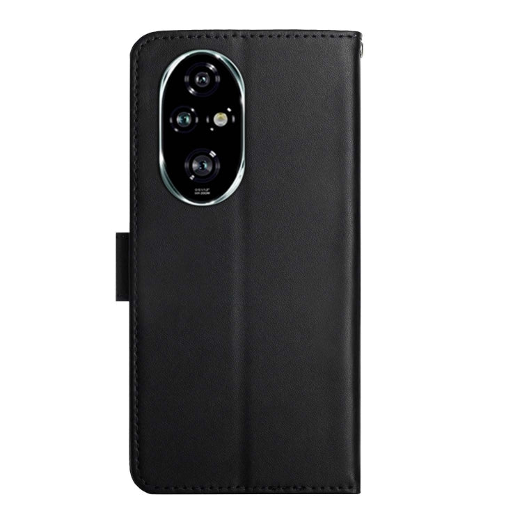 For Honor 200 5G Global HT02 Genuine Leather Fingerprint-proof Flip Phone Case(Black) - Honor Cases by PMC TechLife | Online Shopping South Africa | PMC TechLife | Buy Now Pay Later Mobicred