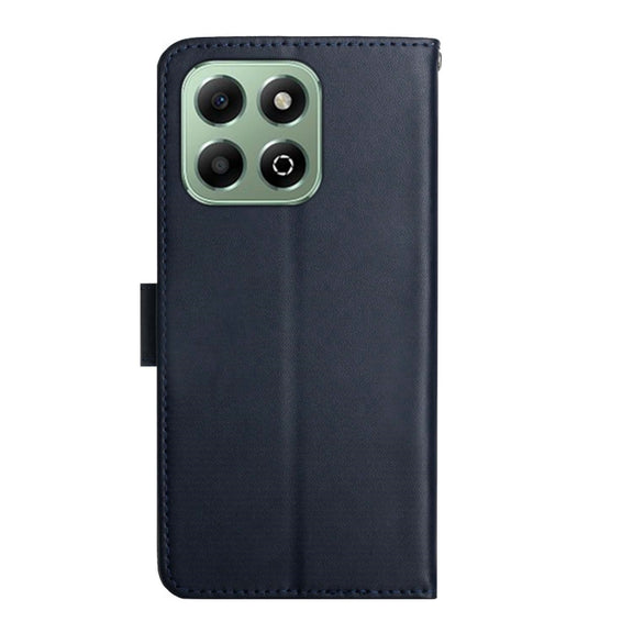 For Honor X6b HT02 Genuine Leather Fingerprint-proof Flip Phone Case(Blue)