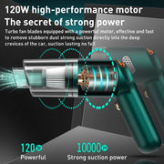 KBN-010 10000Pa Powerful Car Cordless Vacuum Cleaner Handheld Cleaning Tool, Spec:Standard Version(Dark Green)