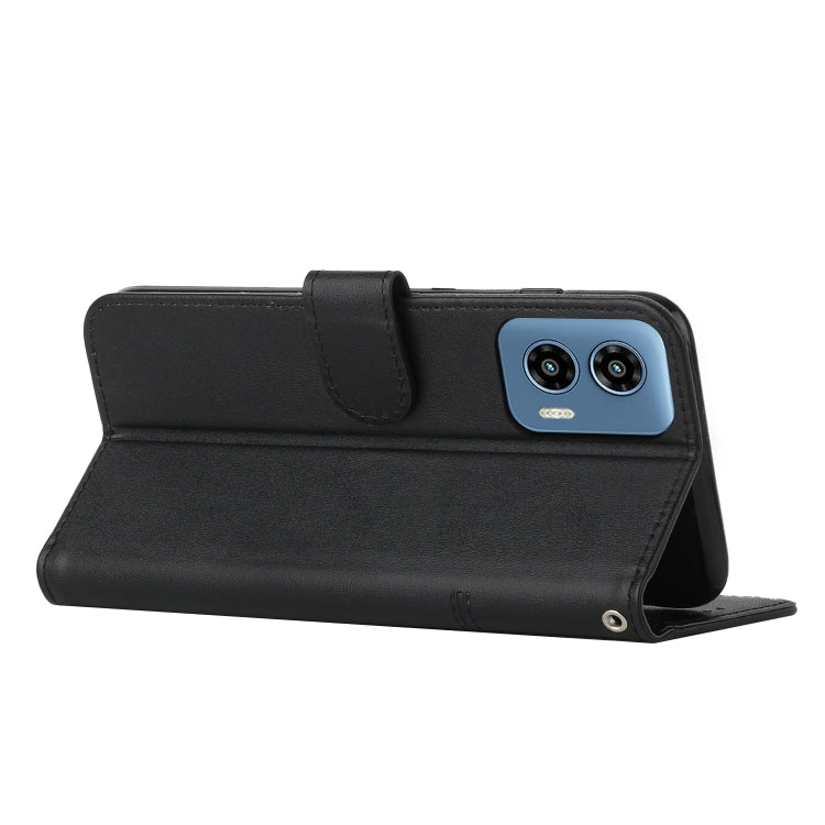 For Motorola Moto G Play 5G 2024/G 5G 2024 Stitching Calf Texture Buckle Leather Phone Case(Black)