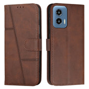 For Motorola Moto G Play 5G 2024/G 5G 2024 Stitching Calf Texture Buckle Leather Phone Case(Brown)