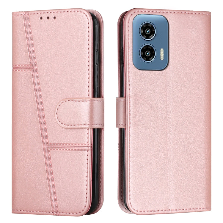 For Motorola Moto G Play 5G 2024/G 5G 2024 Stitching Calf Texture Buckle Leather Phone Case(Rose Gold) - Motorola Cases by PMC Jewellery | Online Shopping South Africa | PMC Jewellery | Buy Now Pay Later Mobicred