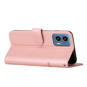 For Motorola Moto G Play 5G 2024/G 5G 2024 Stitching Calf Texture Buckle Leather Phone Case(Rose Gold)