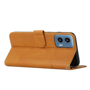 For Motorola Moto G Play 5G 2024/G 5G 2024 Stitching Calf Texture Buckle Leather Phone Case(Yellow)