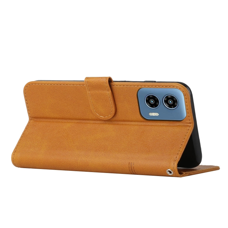 For Motorola Moto G Play 5G 2024/G 5G 2024 Stitching Calf Texture Buckle Leather Phone Case(Yellow)