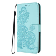 For Motorola Moto G Power 5G 2024 Datura Flower Embossed Flip Leather Phone Case(Light Blue)