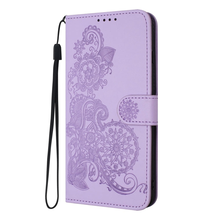 For Motorola Moto G Power 5G 2024 Datura Flower Embossed Flip Leather Phone Case(Purple)