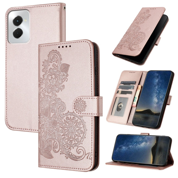 For Motorola Moto G Power 5G 2024 Datura Flower Embossed Flip Leather Phone Case(Rose Gold)