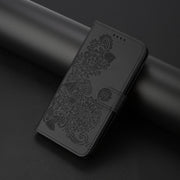 For Motorola Moto G Stylus 5G 2024 Datura Flower Embossed Flip Leather Phone Case(Black)