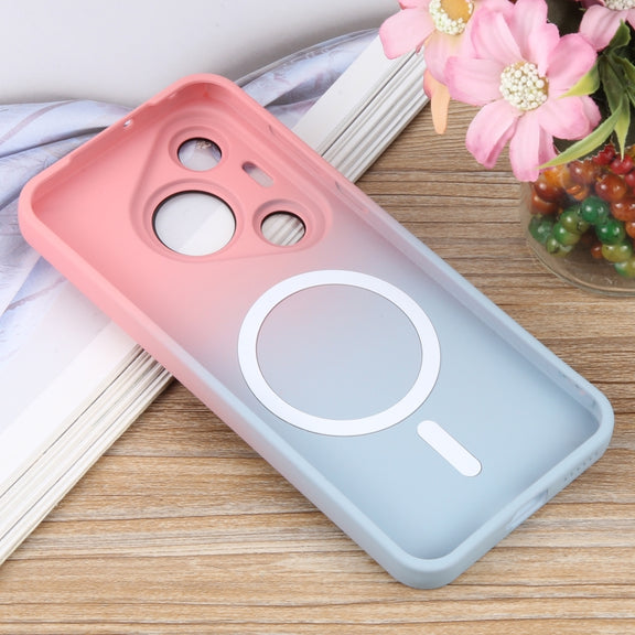 For Huawei Pura 70 Pro Liquid TPU Silicone Gradient MagSafe Phone Case(Pink Blue)