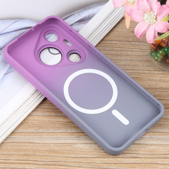 For Huawei Pura 70 Pro Liquid TPU Silicone Gradient MagSafe Phone Case(Purple Grey)