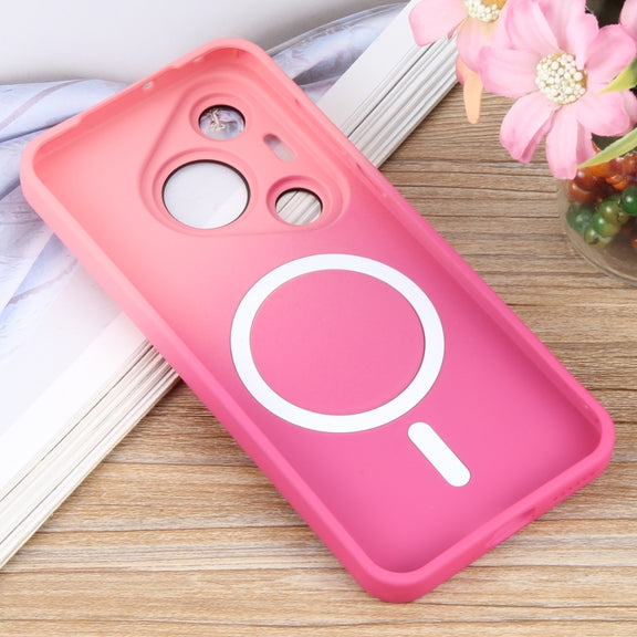 For Huawei Pura 70 Pro Liquid TPU Silicone Gradient MagSafe Phone Case(Pink Red)