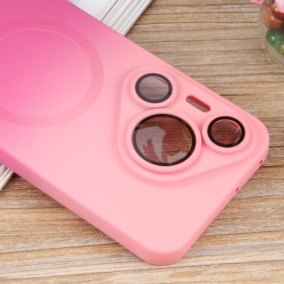 For Huawei Pura 70 Pro Liquid TPU Silicone Gradient MagSafe Phone Case(Pink Red)