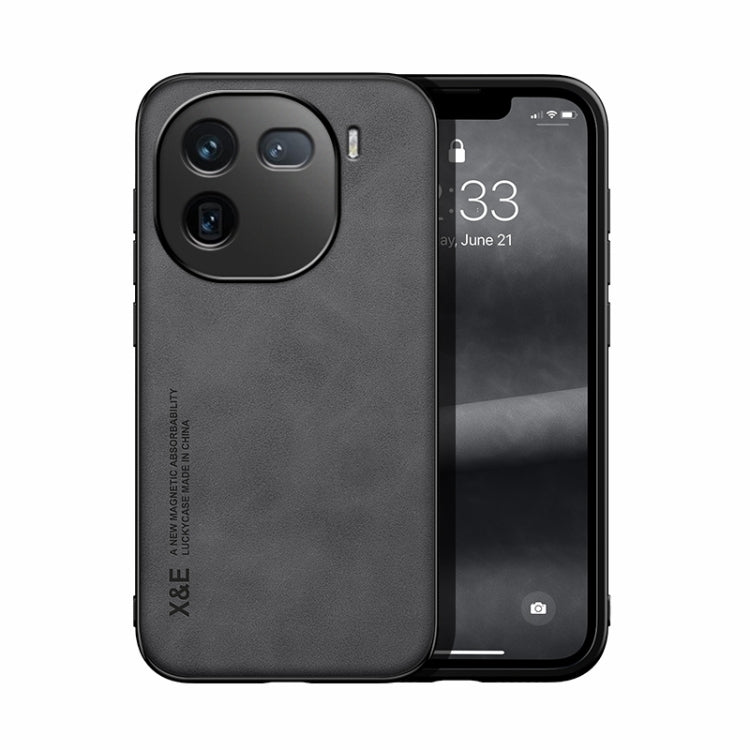 For vivo iQOO 12 Skin Feel Magnetic Leather Back Phone Case(Dark Grey) - iQOO 12 Cases by PMC TechLife | Online Shopping South Africa | PMC TechLife