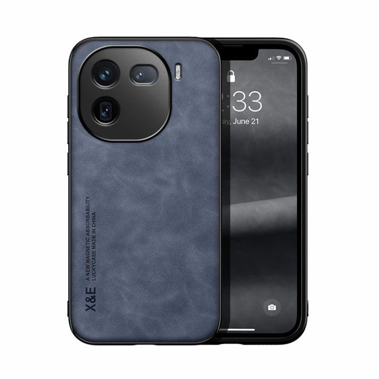 For vivo iQOO 12 Pro Skin Feel Magnetic Leather Back Phone Case(Blue) - iQOO 12 Pro Cases by PMC TechLife | Online Shopping South Africa | PMC TechLife