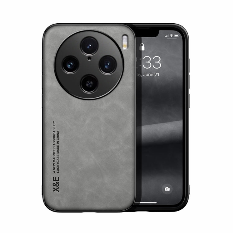 For vivo X100 Pro Skin Feel Magnetic Leather Back Phone Case(Light Grey) - free shipping - PMC TechLife - Order now!
