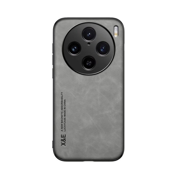 For vivo X100 Pro Skin Feel Magnetic Leather Back Phone Case(Light Grey)