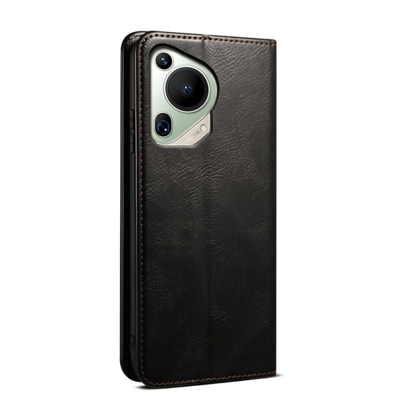 For Huawei Pura 70 Ultra Oil Wax Crazy Horse Texture Leather Phone Case(Black)
