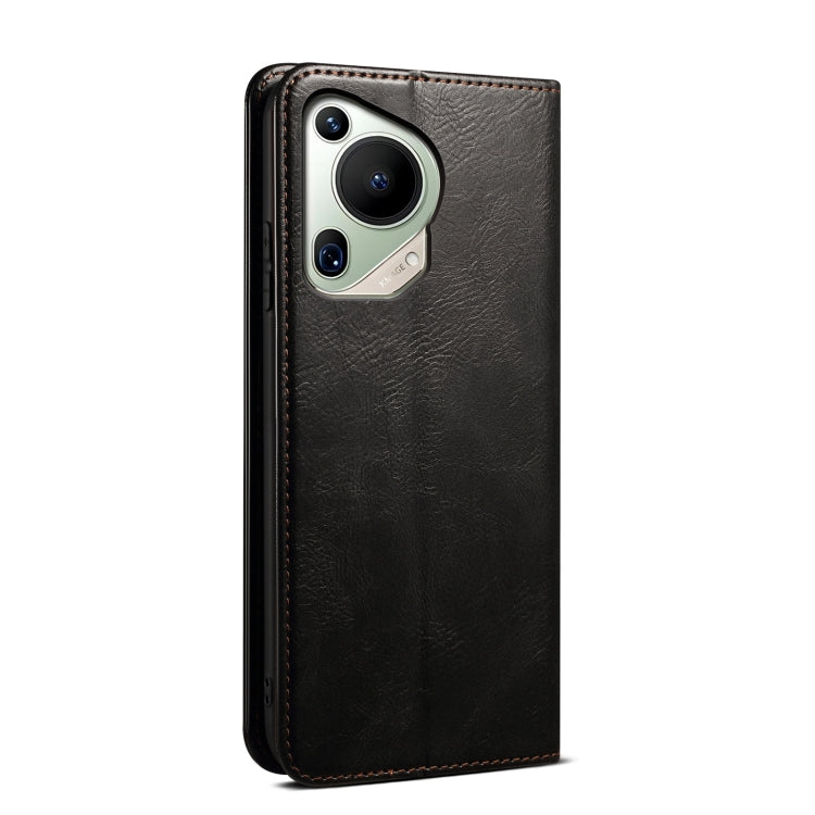 For Huawei Pura 70 Ultra Oil Wax Crazy Horse Texture Leather Phone Case(Black)