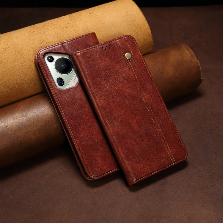 For Huawei Pura 70 Ultra Oil Wax Crazy Horse Texture Leather Phone Case(Brown)