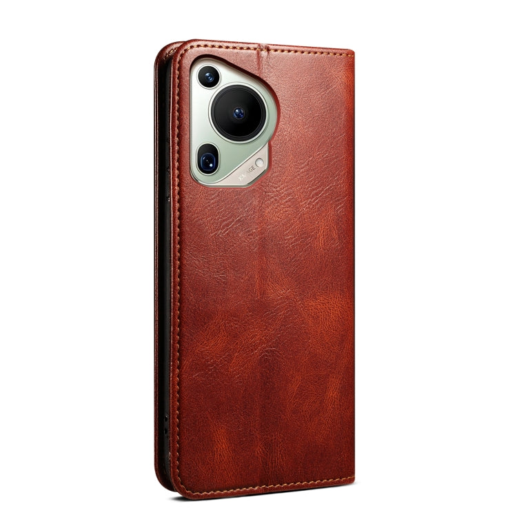 For Huawei Pura 70 Ultra Oil Wax Crazy Horse Texture Leather Phone Case(Brown)