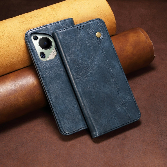 For Huawei Pura 70 Ultra Oil Wax Crazy Horse Texture Leather Phone Case(Blue)