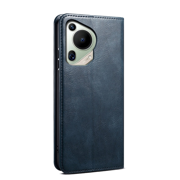For Huawei Pura 70 Ultra Oil Wax Crazy Horse Texture Leather Phone Case(Blue)