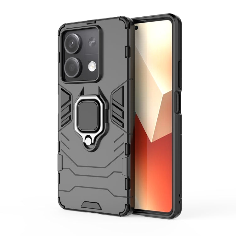 For Xiaomi Redmi Note 13 Shockproof PC + TPU Holder Phone Case(Black) - Xiaomi Cases by PMC TechLife | Online Shopping South Africa | PMC TechLife | Buy Now Pay Later Mobicred
