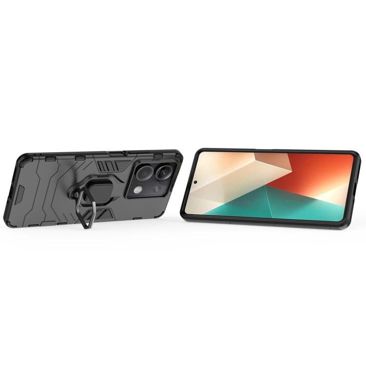 For Xiaomi Redmi Note 13 Shockproof PC + TPU Holder Phone Case(Black) - Xiaomi Cases by PMC TechLife | Online Shopping South Africa | PMC TechLife | Buy Now Pay Later Mobicred