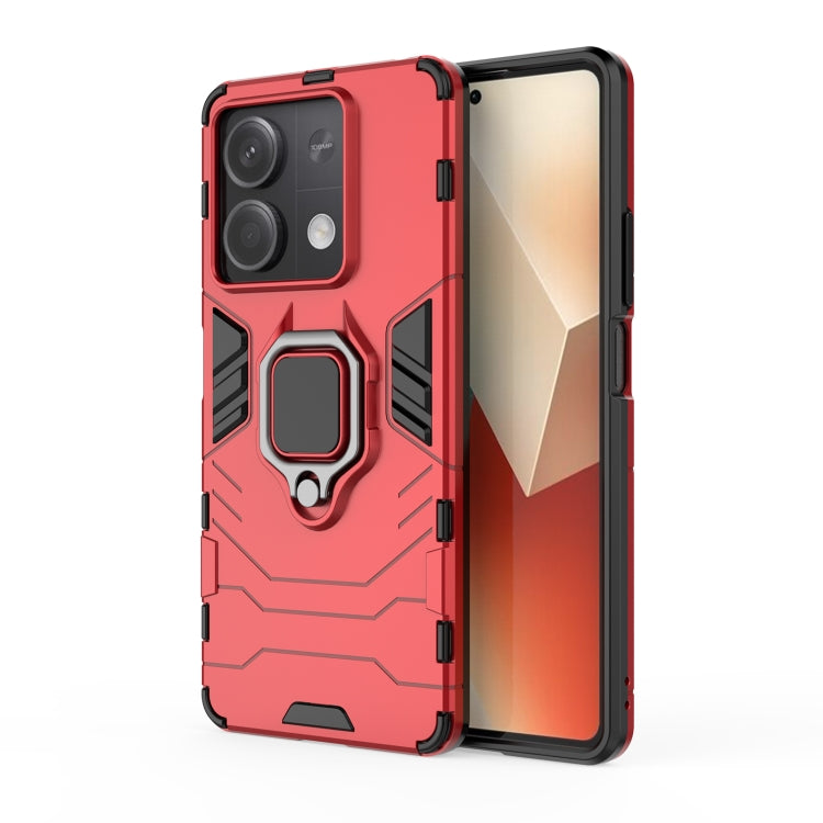 For Xiaomi Redmi Note 13 Shockproof PC + TPU Holder Phone Case(Red) - Xiaomi Cases by PMC TechLife | Online Shopping South Africa | PMC TechLife | Buy Now Pay Later Mobicred