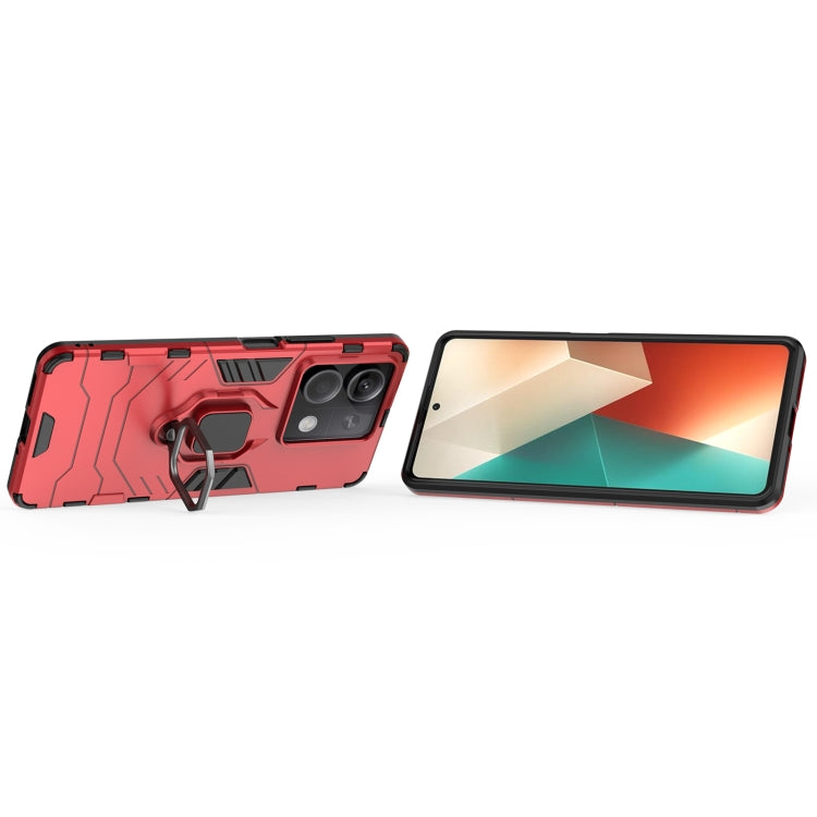 For Xiaomi Redmi Note 13 Shockproof PC + TPU Holder Phone Case(Red) - Xiaomi Cases by PMC TechLife | Online Shopping South Africa | PMC TechLife | Buy Now Pay Later Mobicred