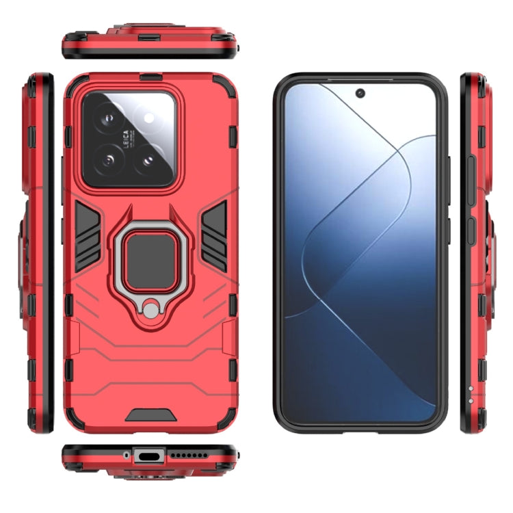 For Xiaomi 14 Shockproof PC + TPU Holder Phone Case(Red) - 14 Cases by PMC TechLife | Online Shopping South Africa | PMC TechLife | Buy Now Pay Later Mobicred