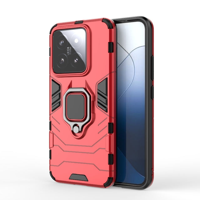 For Xiaomi 14 Shockproof PC + TPU Holder Phone Case(Red)